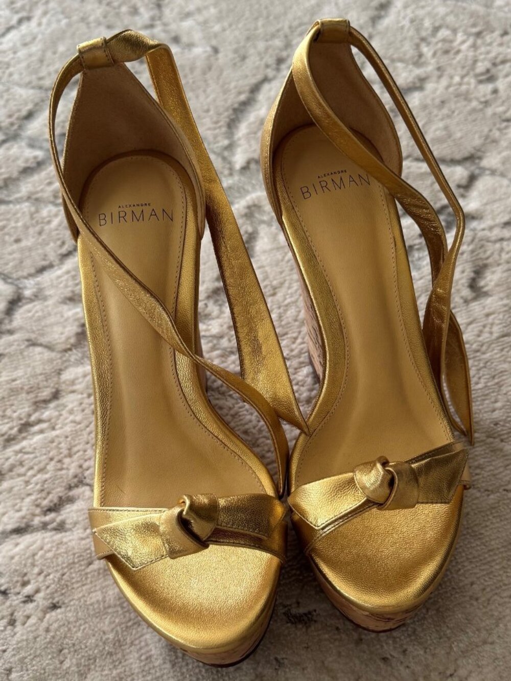 Like New Alexandre Birman Platform Wedges Gold Sz 36.5